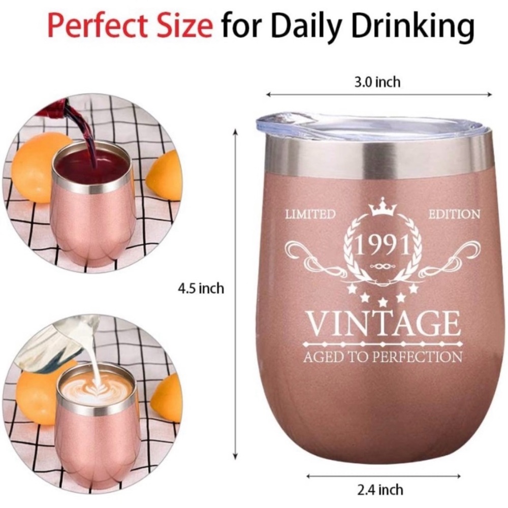 33rd Bday - 1991 Birthday Wine Tumbler